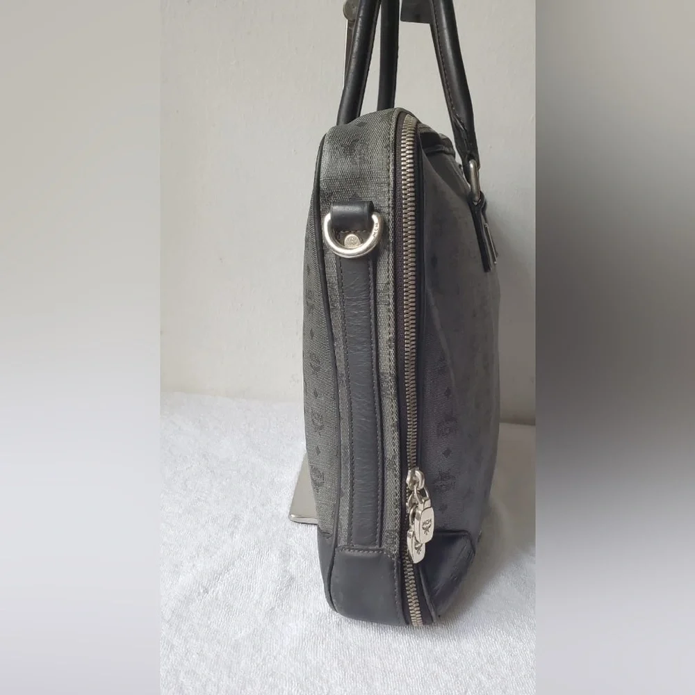 MCM Monogram Black and Gray Briefcase